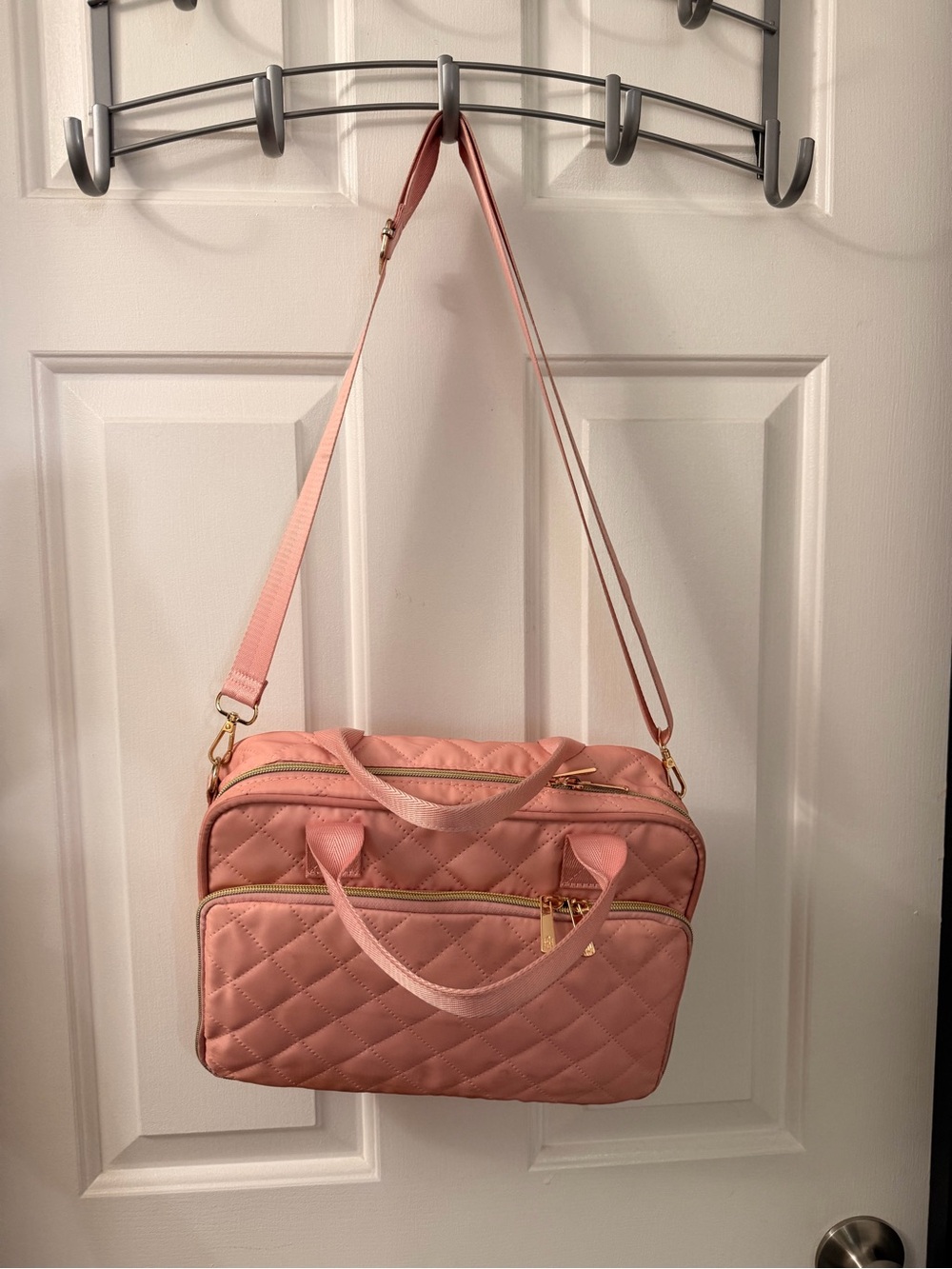 Quilted Pink Bible Shoulder Bag with Adjustable Strap